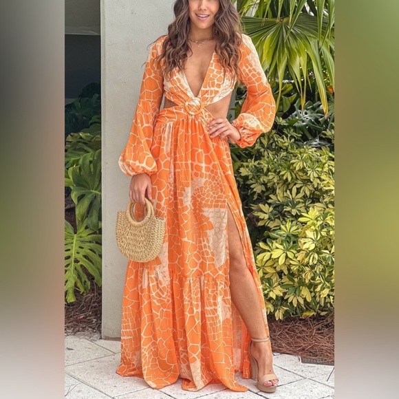 12th Tribe Daphnie Orange Maxi Dress - Picture 2 of 10